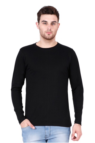 Peaceloom Unisex Black Round Neck Full Sleeve T-Shirt – Slim Fit, Comfortable Casual Wear