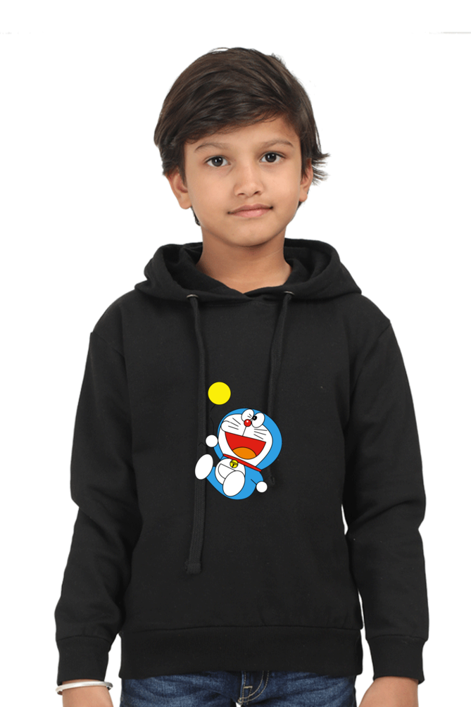 Peaceloom Boys' Doraemon Cartoon Hoodie – Black Casual Sweatshirt for Kids