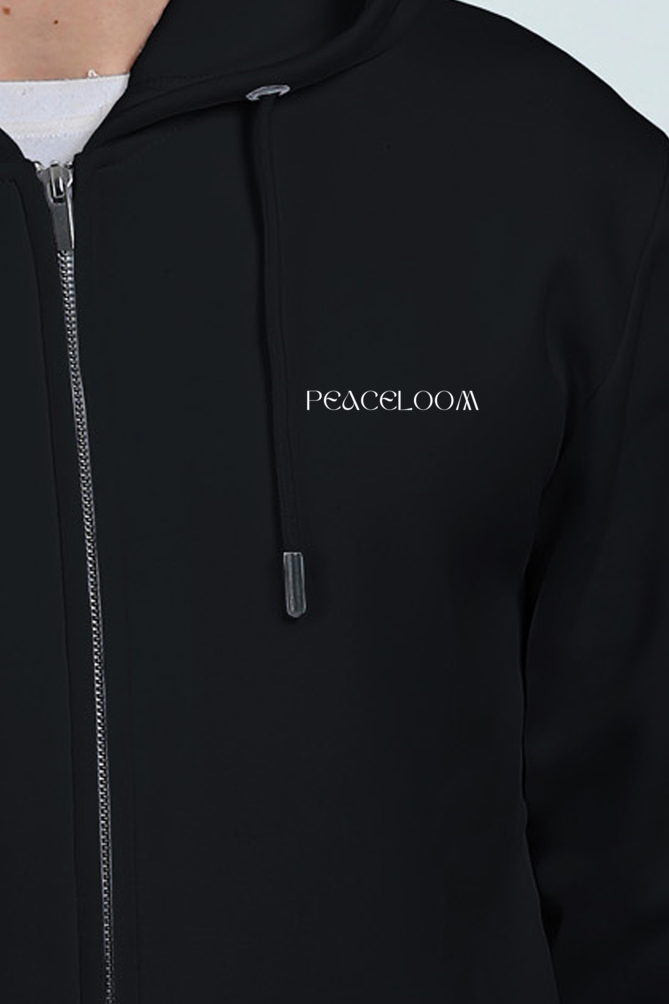 Peaceloom Plain Black Zipper Hoodie – Soft and Comfortable