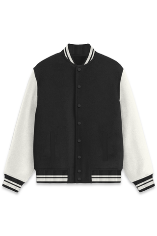 Peaceloom Black Varsity Jacket – Unisex Classic Style for All Seasons