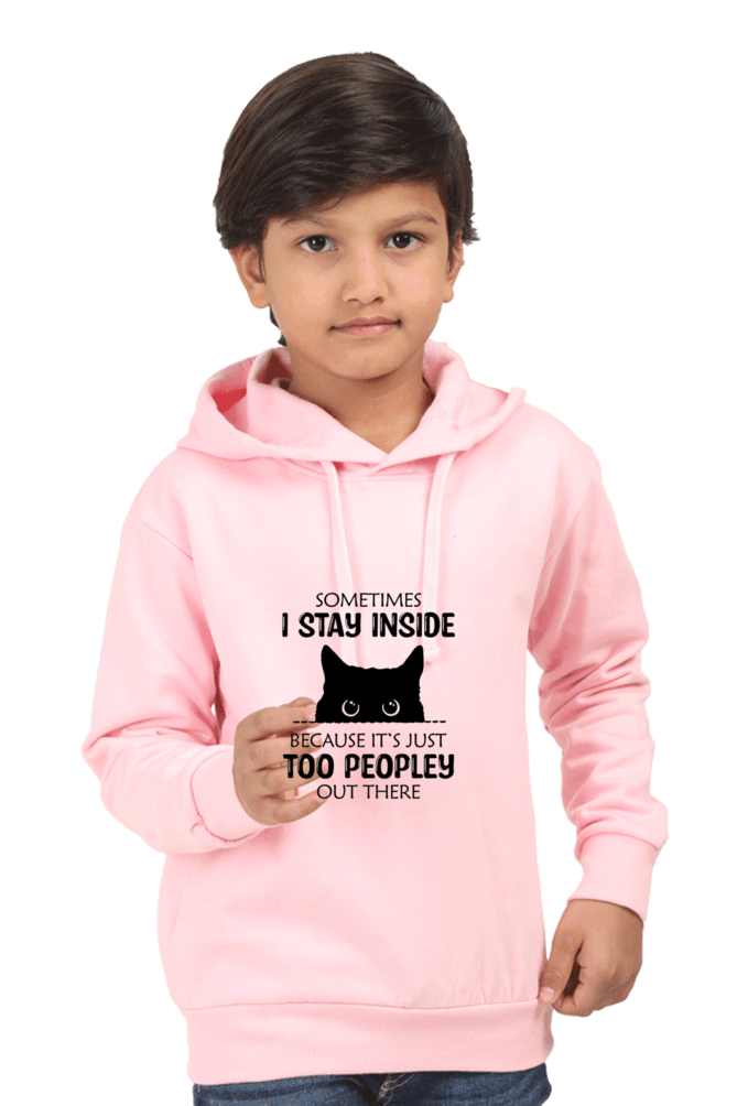 Peaceloom Kids Funny Cat Hoodie – "Too Peopley Out There"