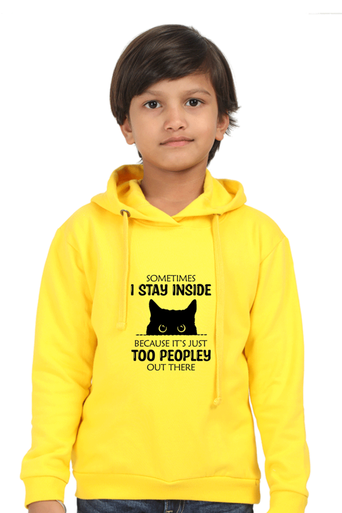 Peaceloom Kids Funny Cat Hoodie – "Too Peopley Out There"