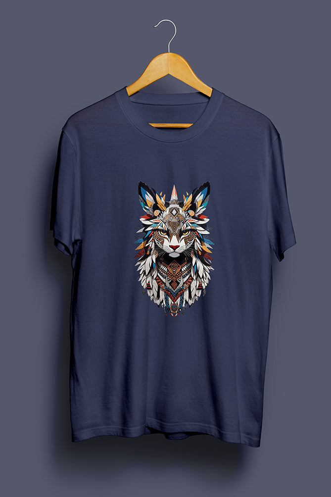 Tribal Cat Design T-Shirt - Peaceloom