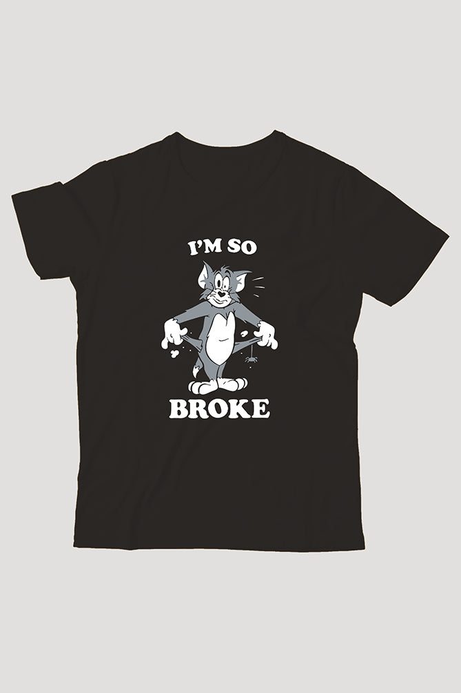 PeaceLoom Boys' Classic "Tom" Cat Graphic T-Shirt – "I'm So Broke"