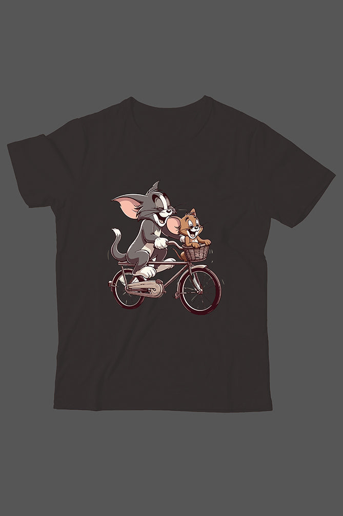 Peaceloom Kids' Tom & Jerry Bicycle Ride T-Shirt