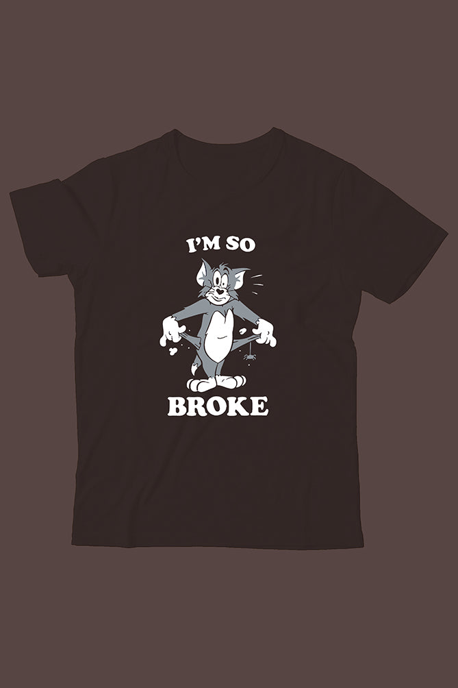 PeaceLoom Boys' Classic "Tom" Cat Graphic T-Shirt – "I'm So Broke"