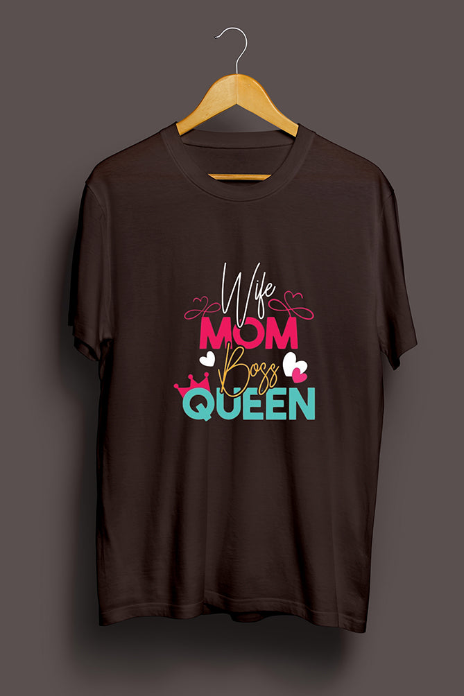 Women’s ‘Wife Mom Boss Queen’ T-Shirt - Peaceloom