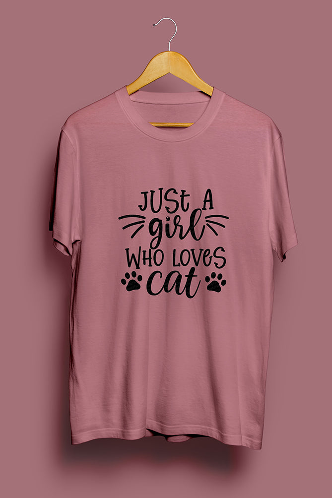 Just a Girl Who Loves Cats Printed T-Shirt - Peaceloom