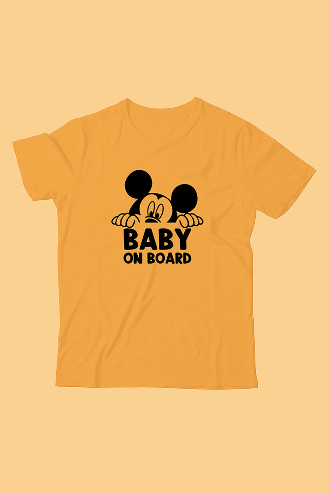 Baby On Board Kids T-Shirt - Cartoon Mouse Design