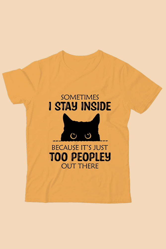 Peaceloom Kids Cat T-Shirt – Funny 'Too Peopley' Graphic Tee | Pan India