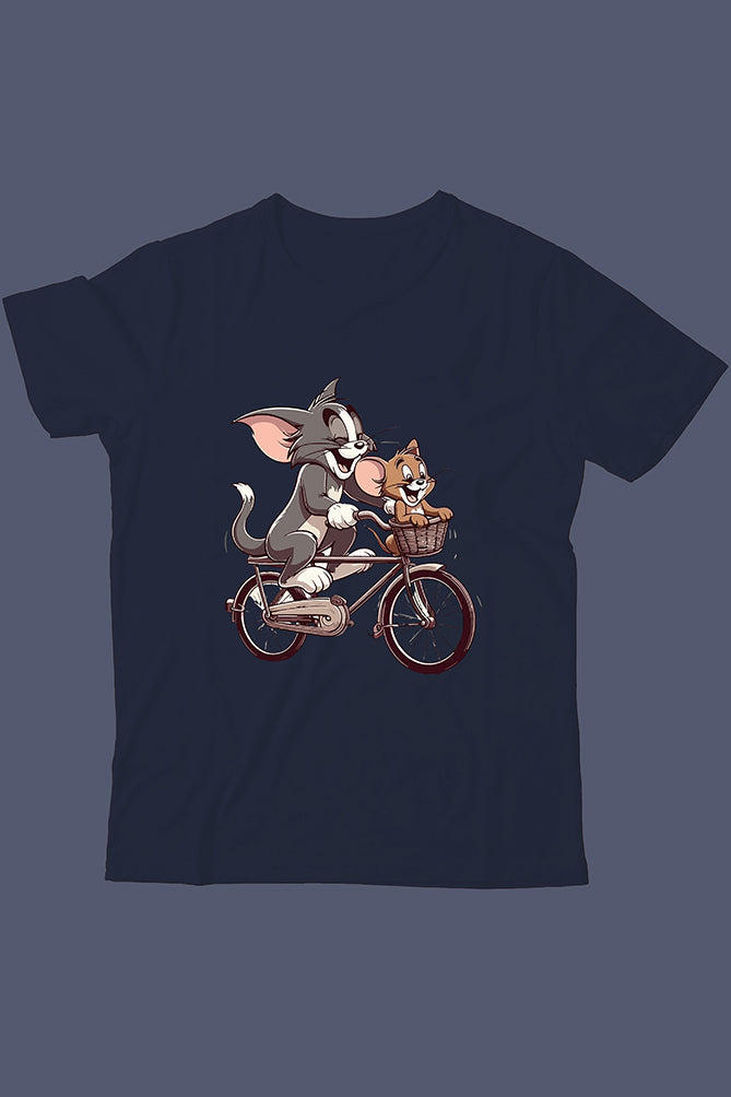 Peaceloom Kids' Tom & Jerry Bicycle Ride T-Shirt