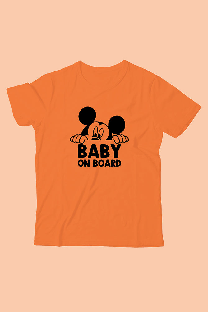 Baby On Board Kids T-Shirt - Cartoon Mouse Design