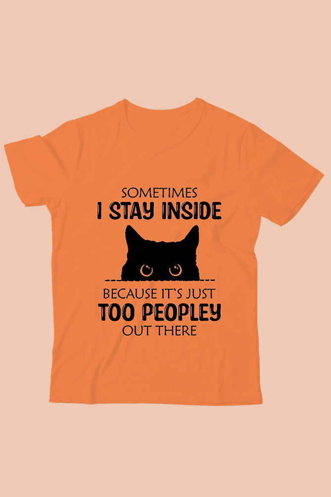 Peaceloom Kids Cat T-Shirt – Funny 'Too Peopley' Graphic Tee | Pan India