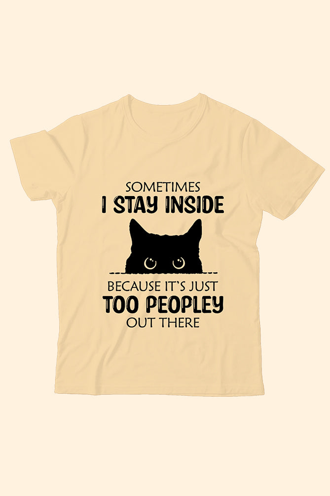 Peaceloom Kids Cat T-Shirt – Funny 'Too Peopley' Graphic Tee | Pan India