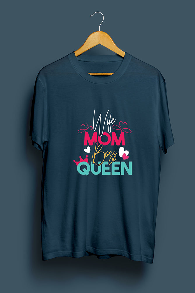 Women’s ‘Wife Mom Boss Queen’ T-Shirt - Peaceloom