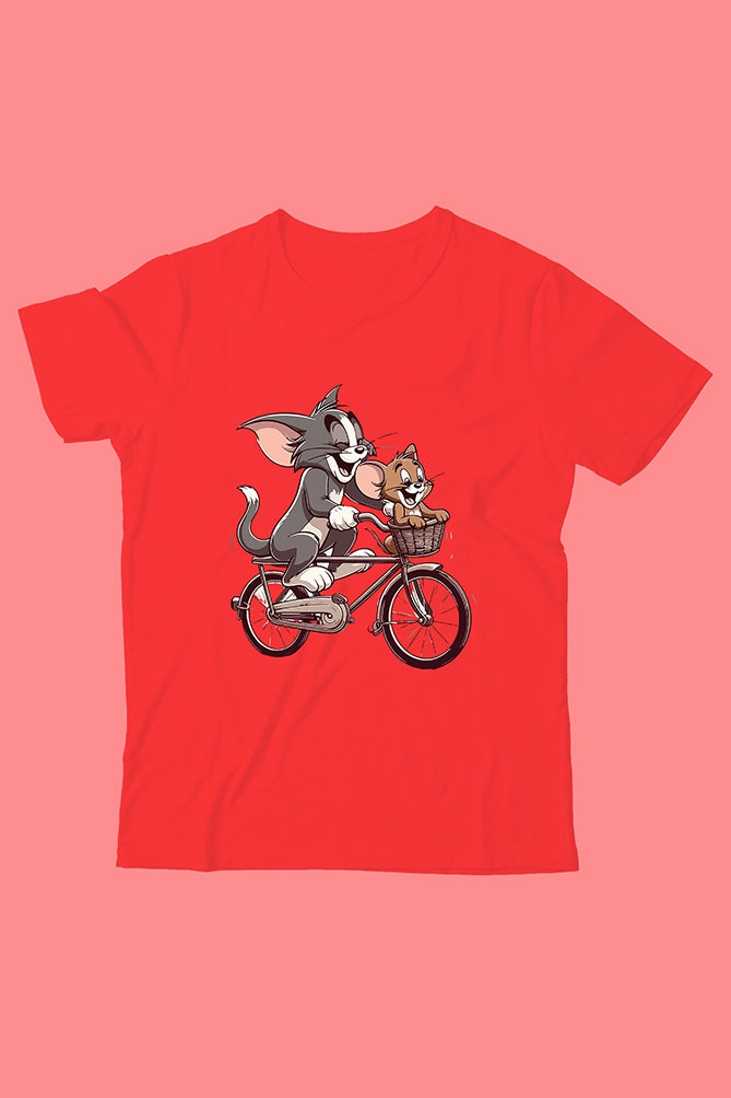 Peaceloom Kids' Tom & Jerry Bicycle Ride T-Shirt