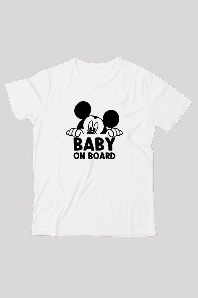 Baby On Board Kids T-Shirt - Cartoon Mouse Design