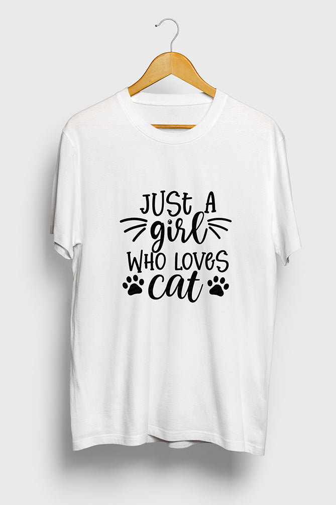 Just a Girl Who Loves Cats Printed T-Shirt - Peaceloom