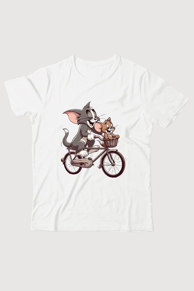 Peaceloom Kids' Tom & Jerry Bicycle Ride T-Shirt